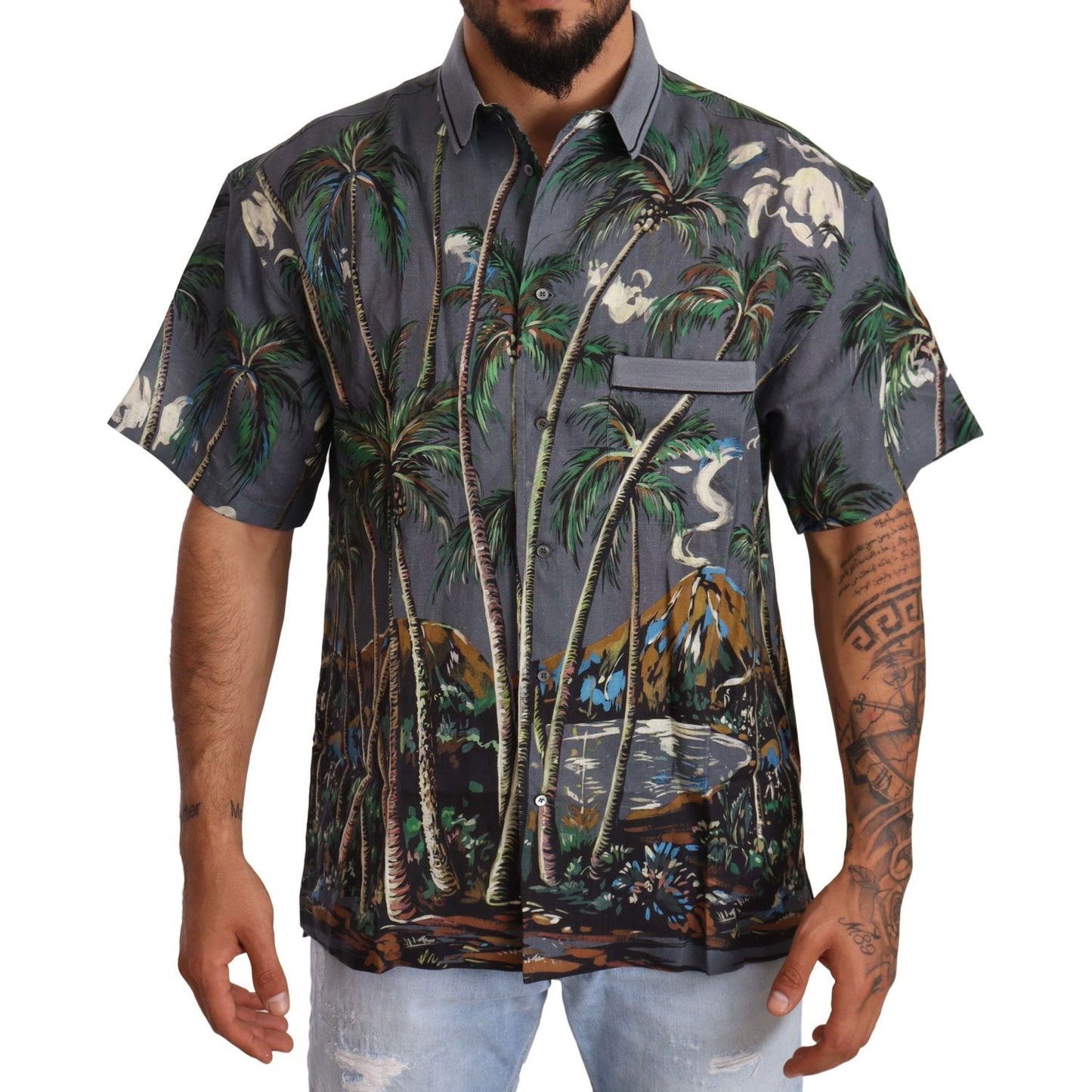 Tropical Elegance Linen Silk Men's Shirt