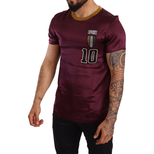 Elegant Purple Silk Short Sleeve T-Shirt