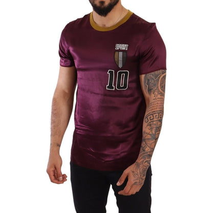 Dolce & Gabbana Purple Sport 10 Embroidery Crewneck T-shirt