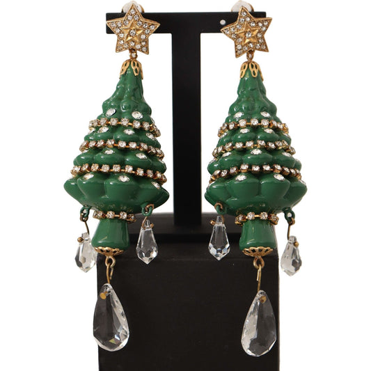 Enchanting Crystal Christmas Tree Clip-On Earrings