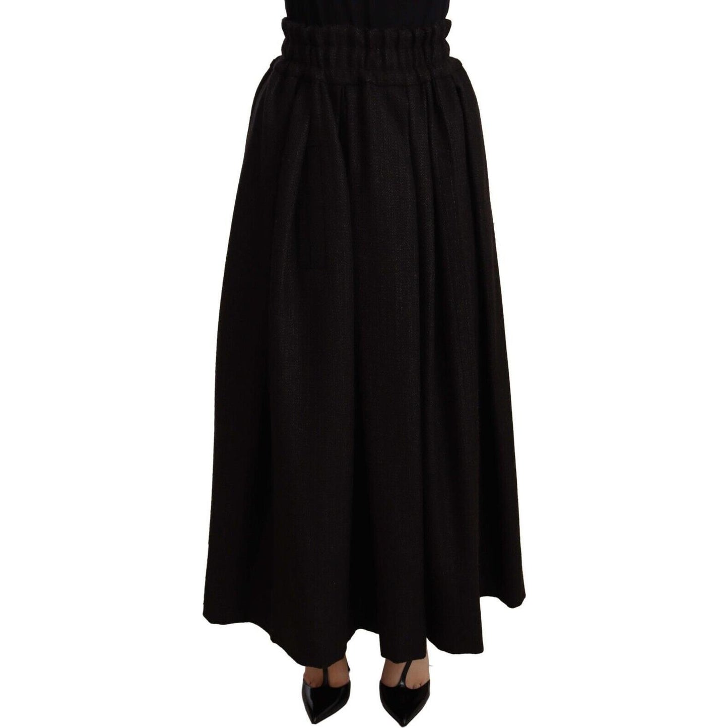 Elegant High Waist Maxi A-line Wool Skirt