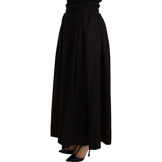 Elegant High Waist Maxi A-line Wool Skirt