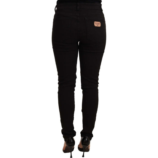 Chic Black Mid-Waist Skinny Denim Jeans