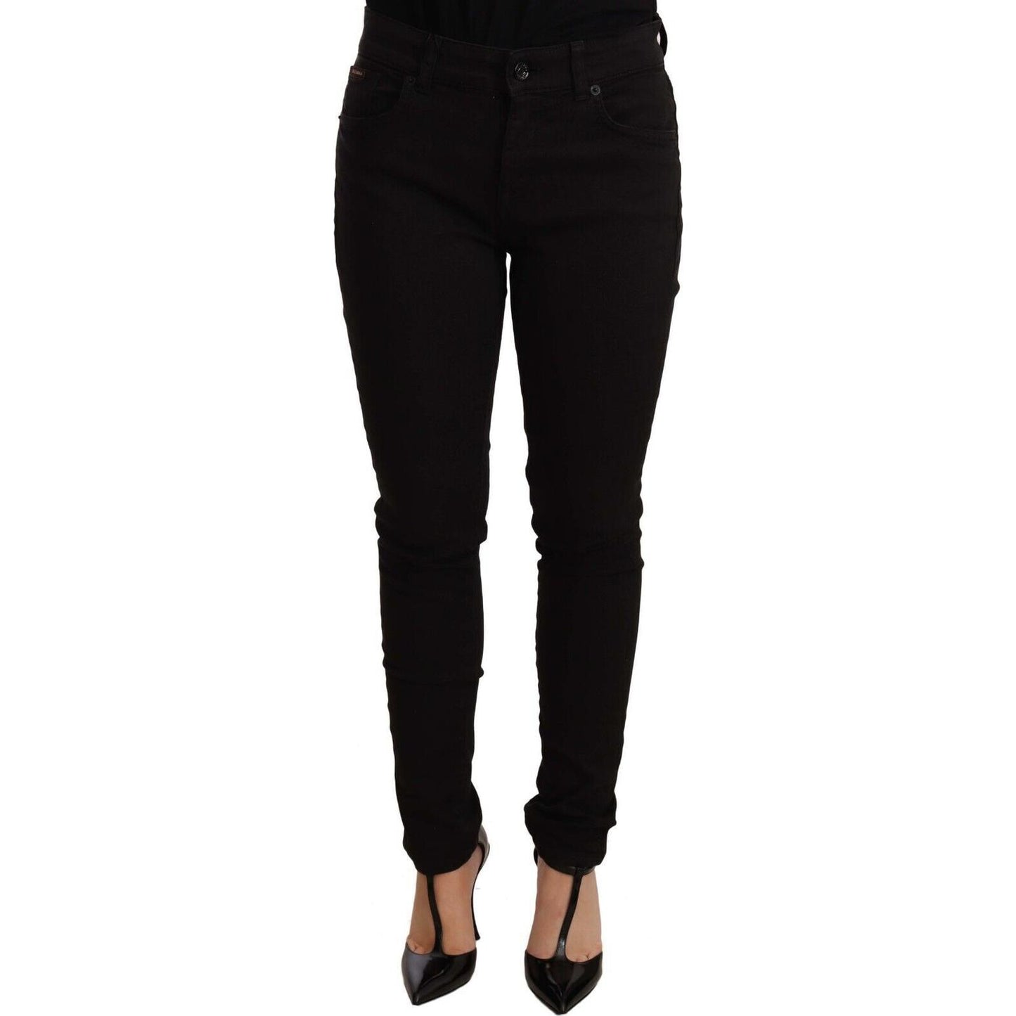 Chic Black Mid-Waist Skinny Denim Jeans