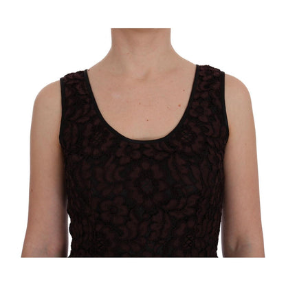 Dolce & Gabbana Bordeaux Floral Lace Ricamo Sheath Dress WOMAN DRESSES