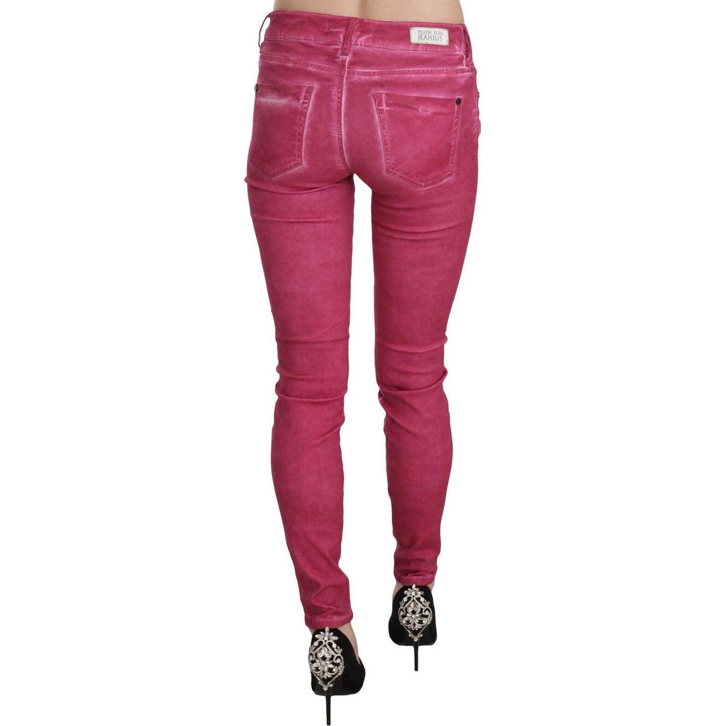 Chic Pink Mid Waist Skinny Pants