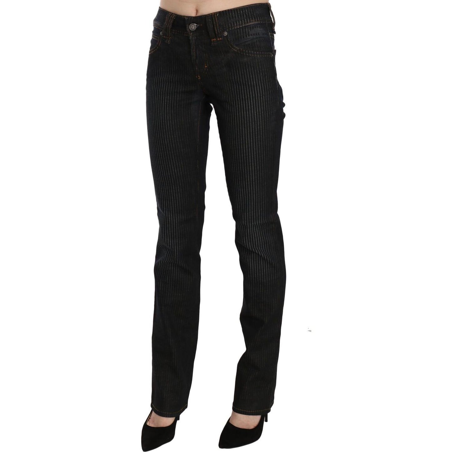 Elegant Black Slim Fit Corduroy Jeans