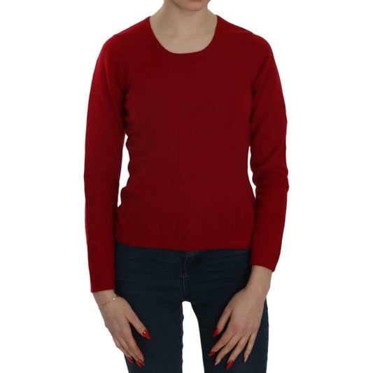 Elegant Red Cashmere Pullover Blouse