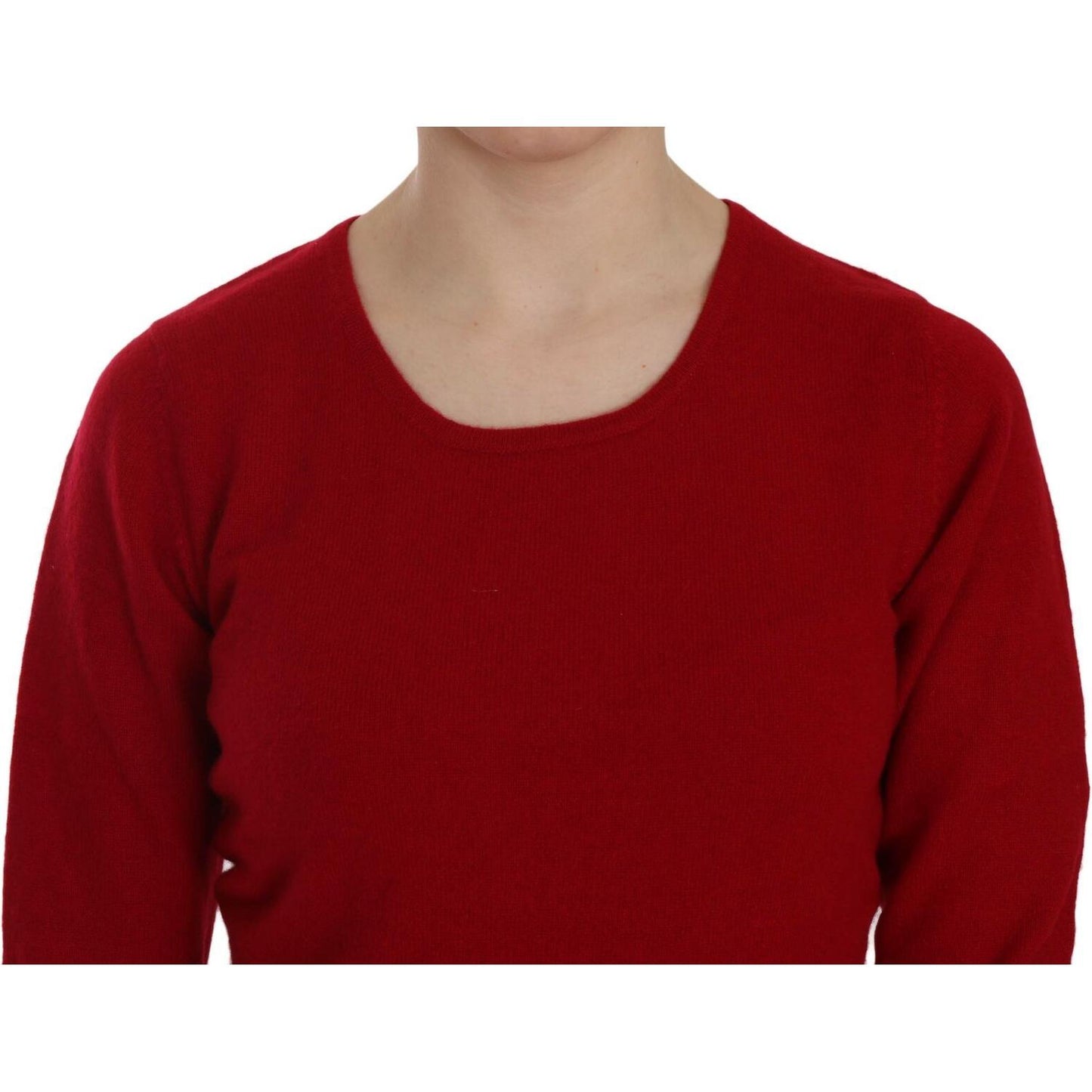 Elegant Red Cashmere Pullover Blouse