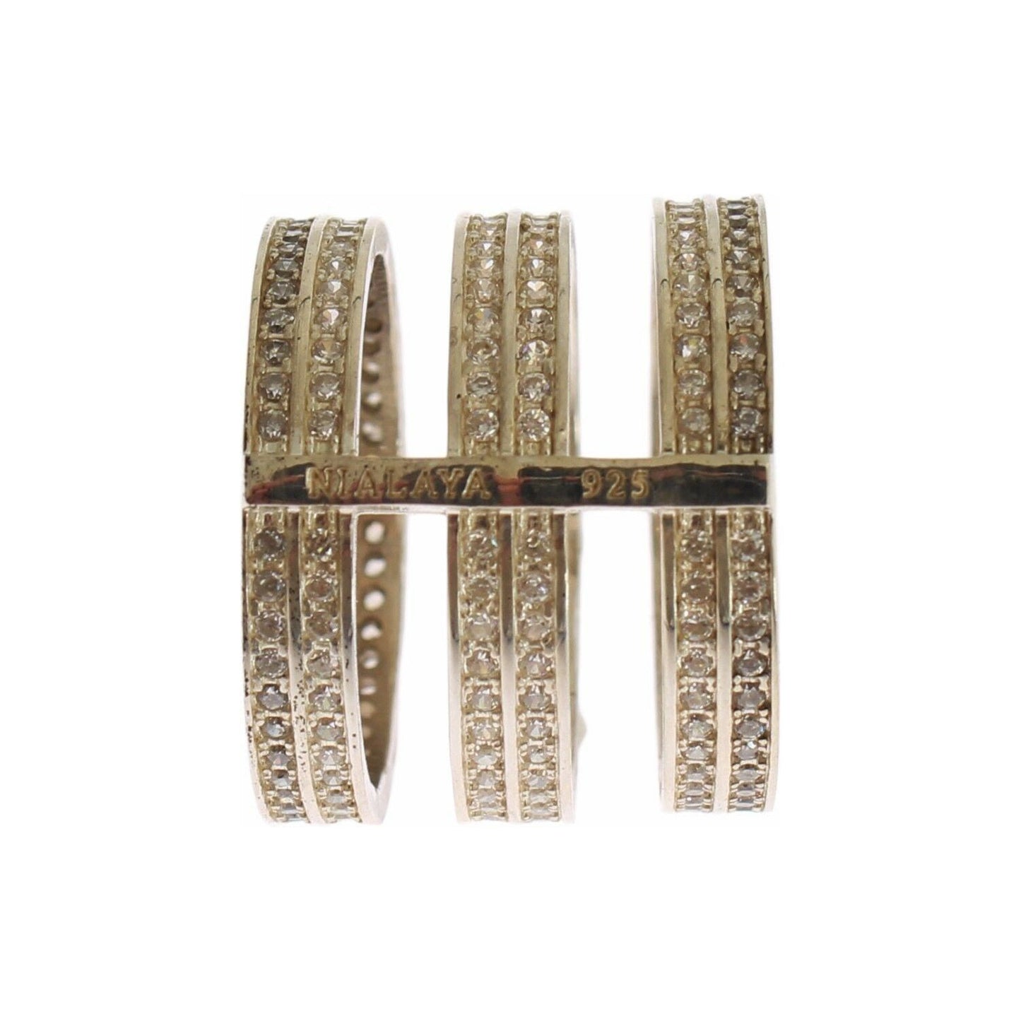 Nialaya Authentic Womens Clear CZ 925 Sterling Silver Ring Ring