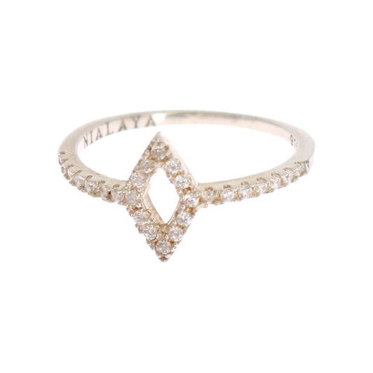 Elegant Silver CZ Crystal Studded Ring