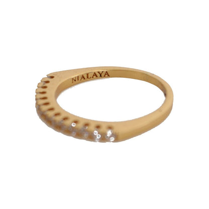Nialaya Gold Authentic Womens Clear CZ Gold 925 Silver Ring Ring