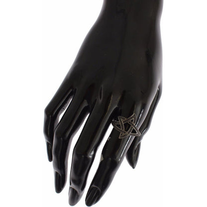 Nialaya Black CZ Rhodium 925 Silver Womens Ring Ring