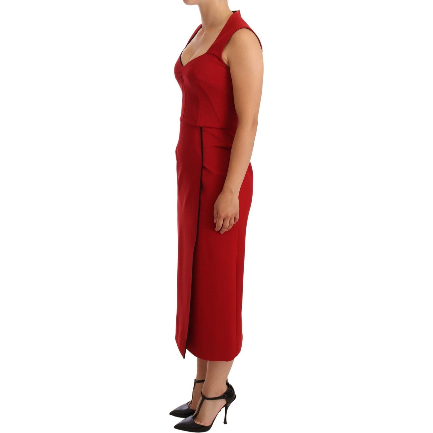 Elegant Sweetheart Midi Dress in Red