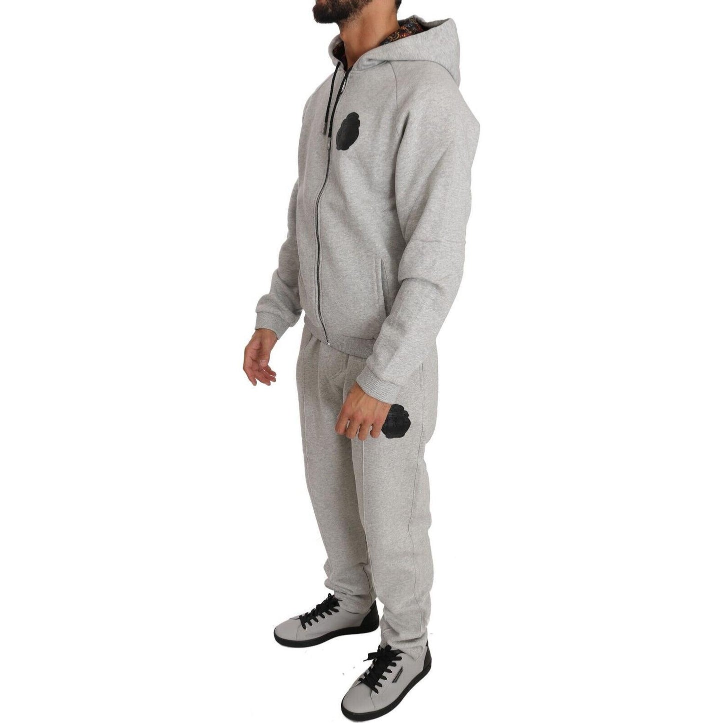 Elegant Gray Italian Cotton Sweatsuit