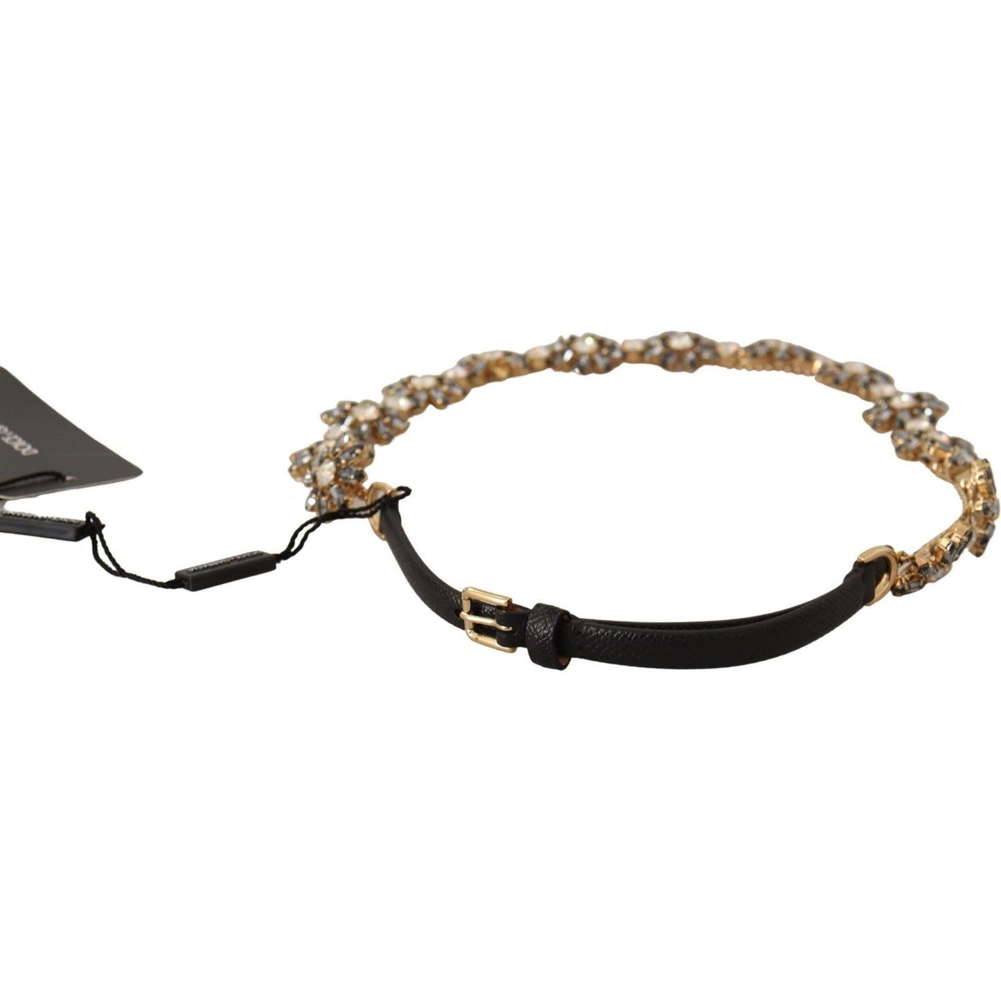 Elegant Crystal Daisy Chain Leather Belt