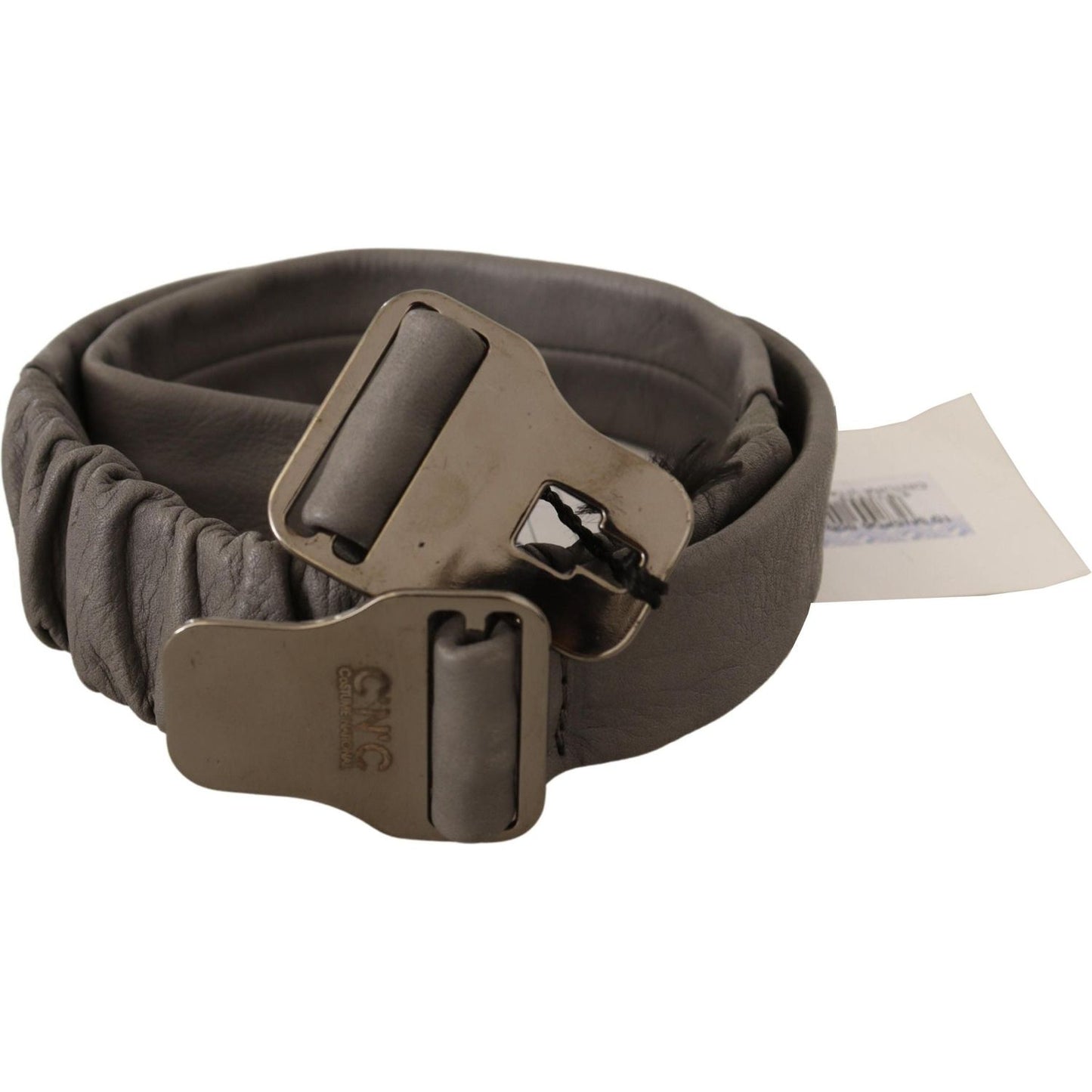 Elegant Gray Leather Fashion Belt