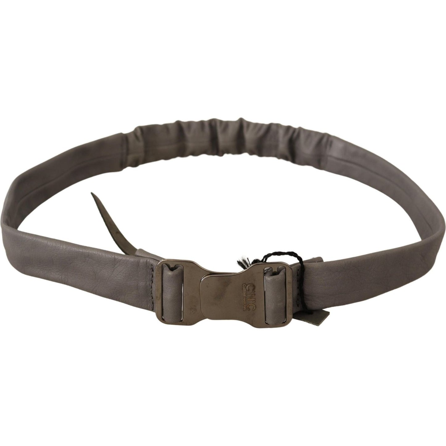 Elegant Gray Leather Fashion Belt