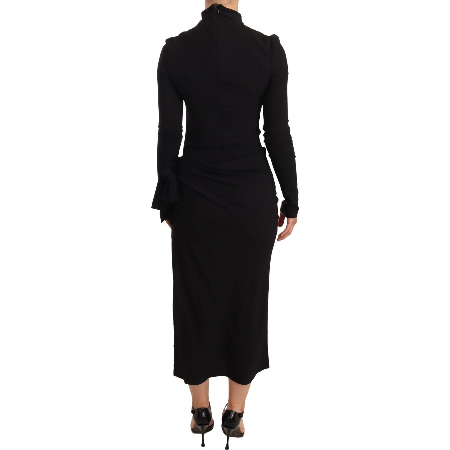 Elegant Black Turtleneck Sheath Dress