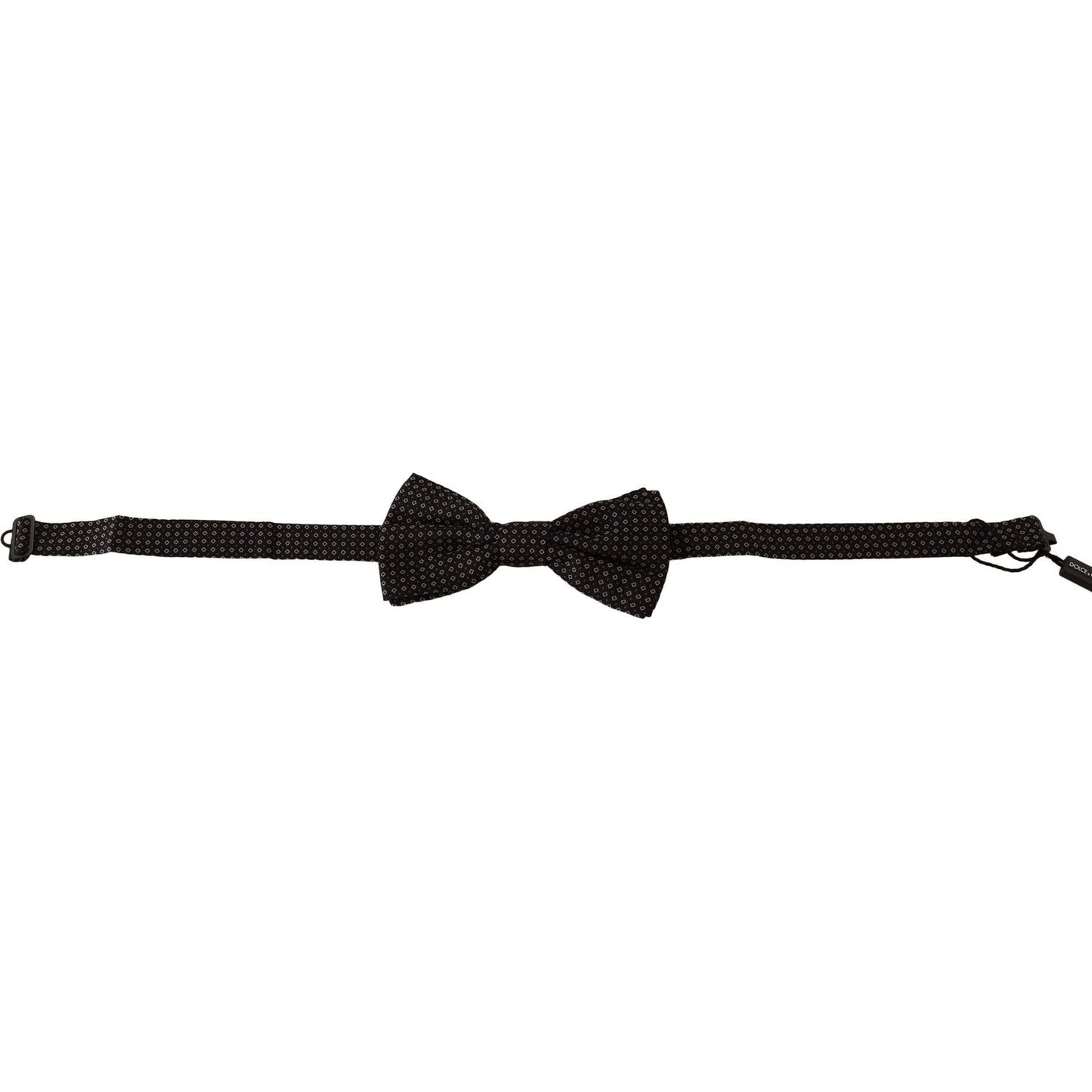 Elegant Black Patterned Silk Bow Tie