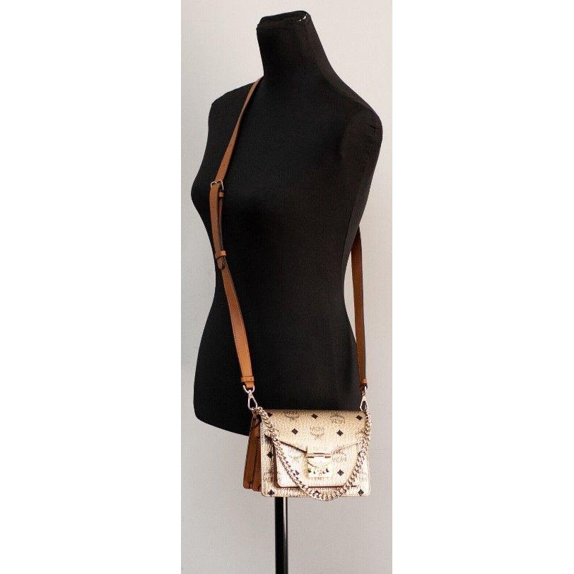 Signature Berlin Gold Diamond Logo Leather Mini Flap Lock Crossbody Handbag