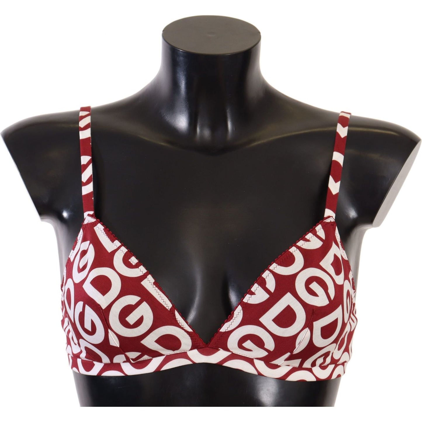 Red Cotton Logo Printed Designer Bra