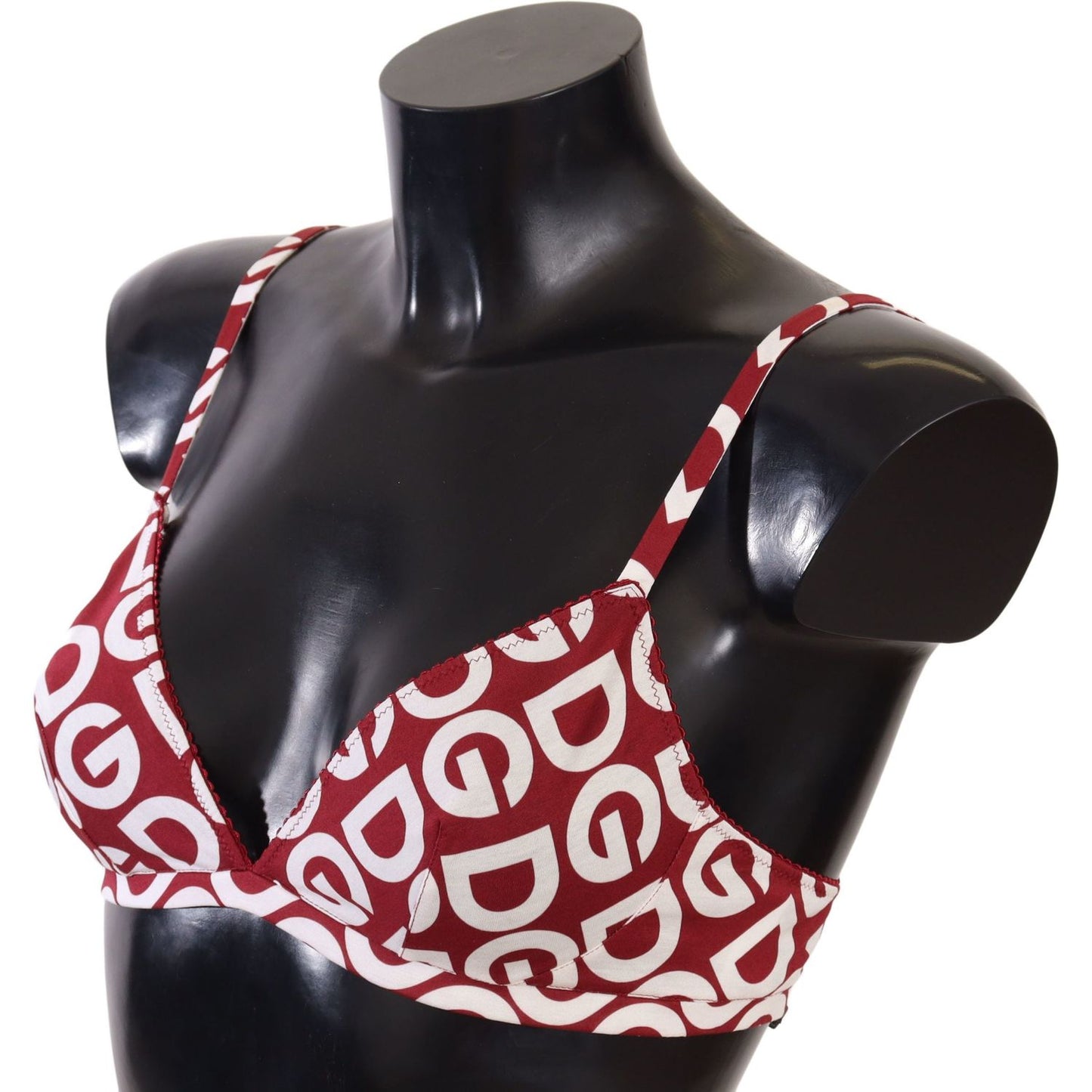 Red Cotton Logo Printed Designer Bra