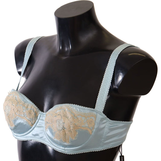 Elegant Silk Blend Balconette Bra in Light Blue