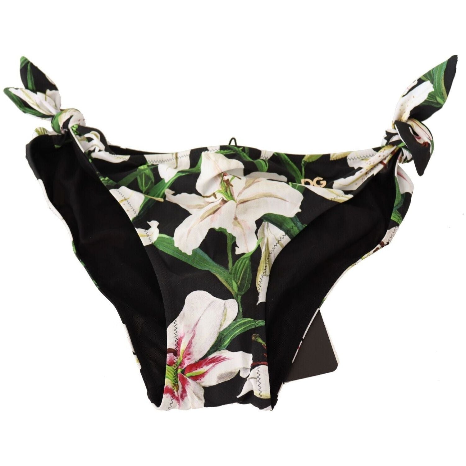 Dolce & Gabbana Bikini Bottom Black Lily Print Swimsuit Swimwear