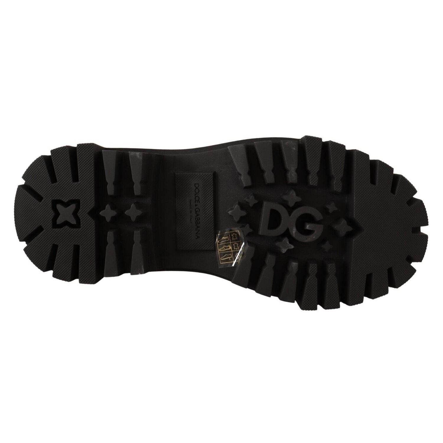 Dolce & Gabbana Black Leather Studded Combat Boots