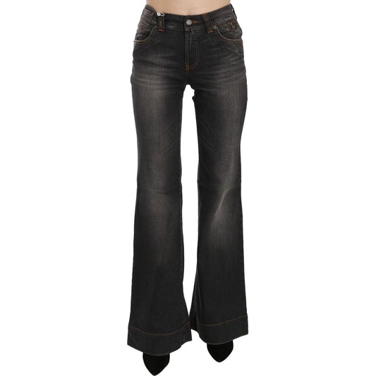 Svelte Mid Waist Flared Black Denim