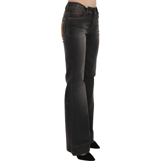 Svelte Mid Waist Flared Black Denim