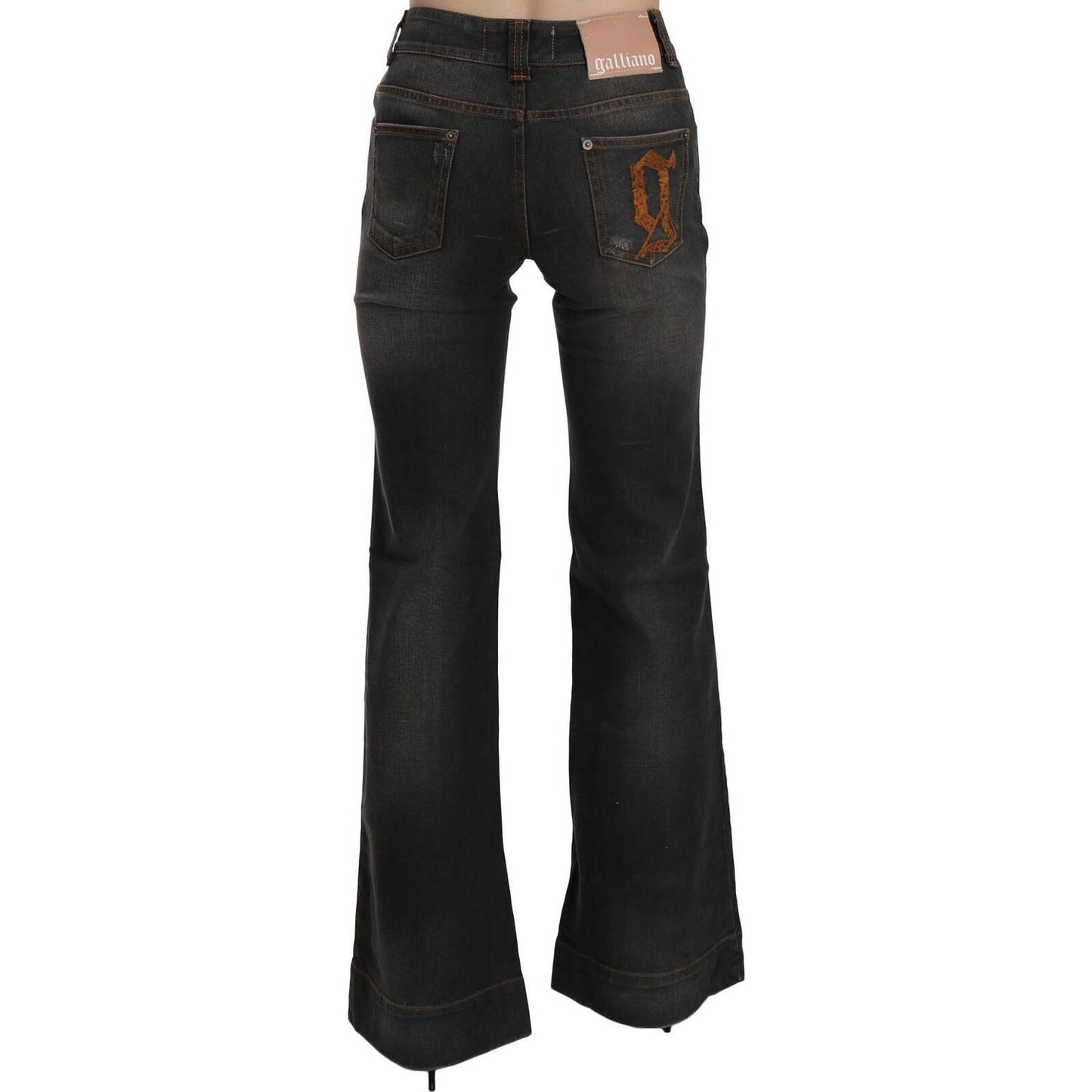 Svelte Mid Waist Flared Black Denim