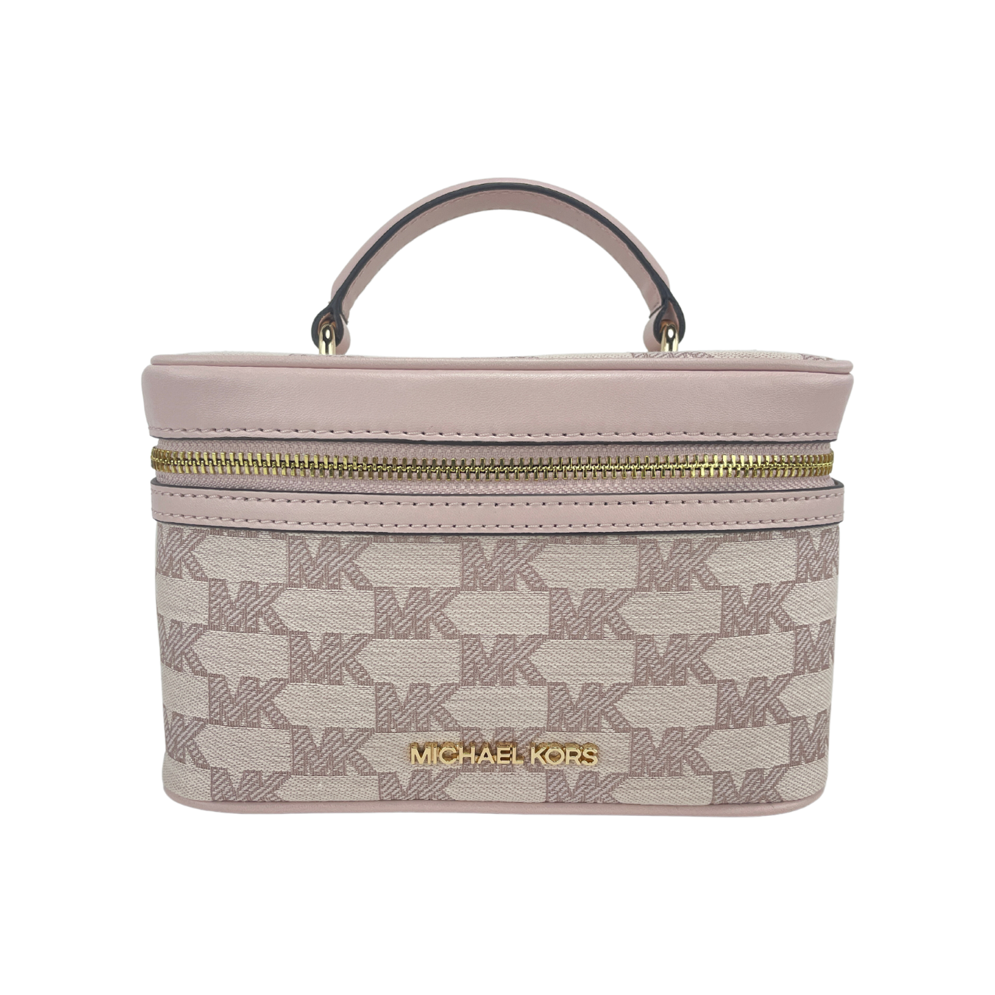 Jet Set Medium Powder Blush Jacquard Canvas Zip Trunk Crossbody Bag