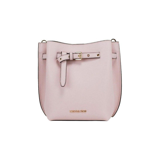 Emilia Small Powder Blush Pebble Leather Bucket Messenger Handbag