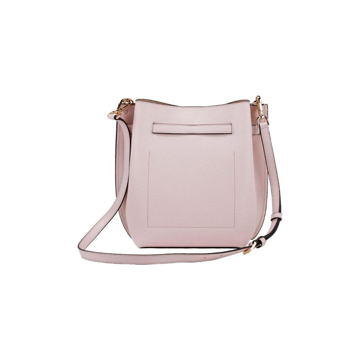 Emilia Small Powder Blush Pebble Leather Bucket Messenger Handbag