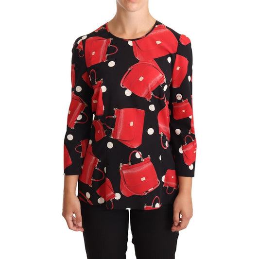 Dolce & Gabbana Elegant Sicily Bag Print Blouse Blouse Top Dolce & Gabbana