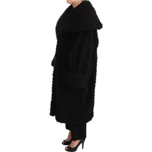 Elegant Black Fur Cape Trench Coat