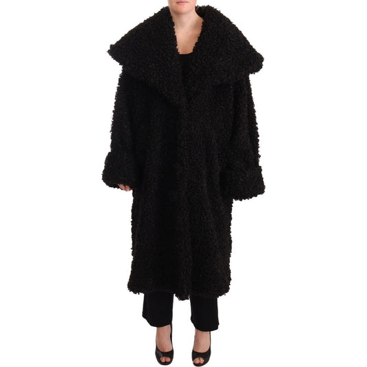 Elegant Black Fur Cape Trench Coat