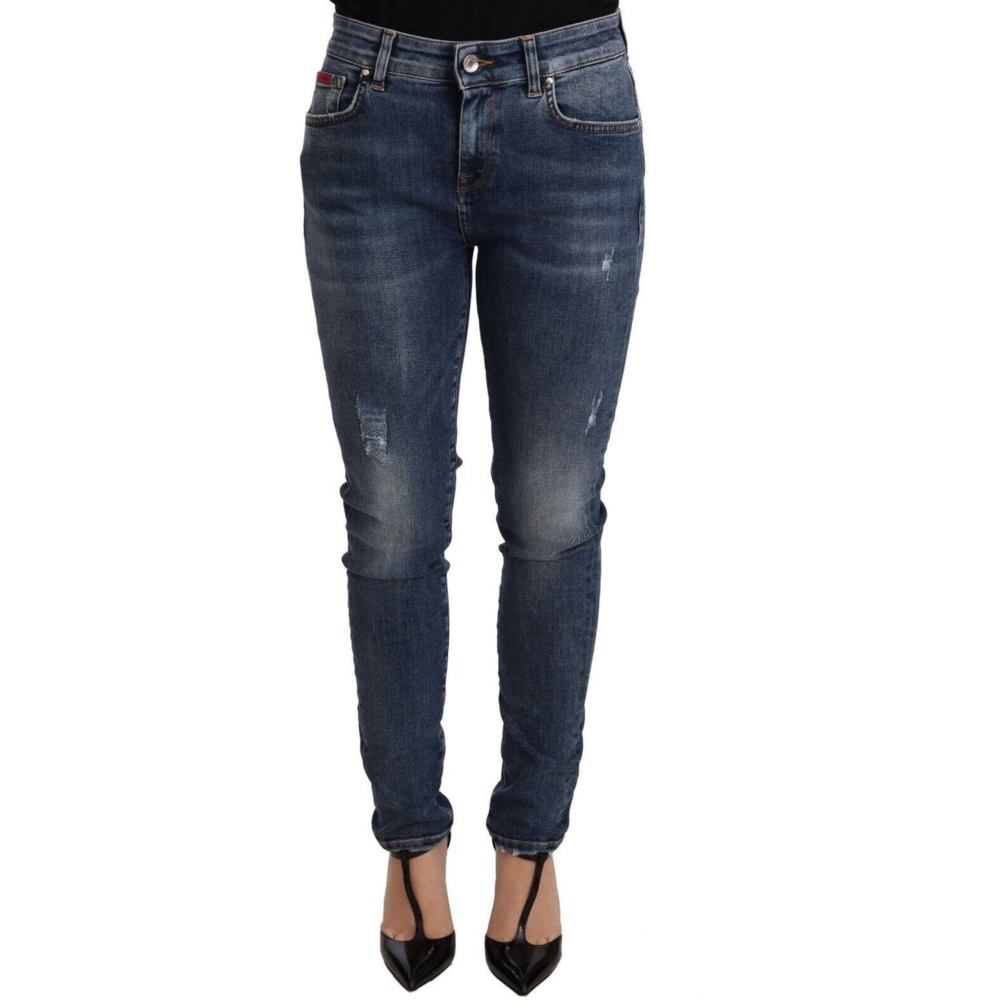 Elegant Slim-Fit Distressed Skinny Jeans