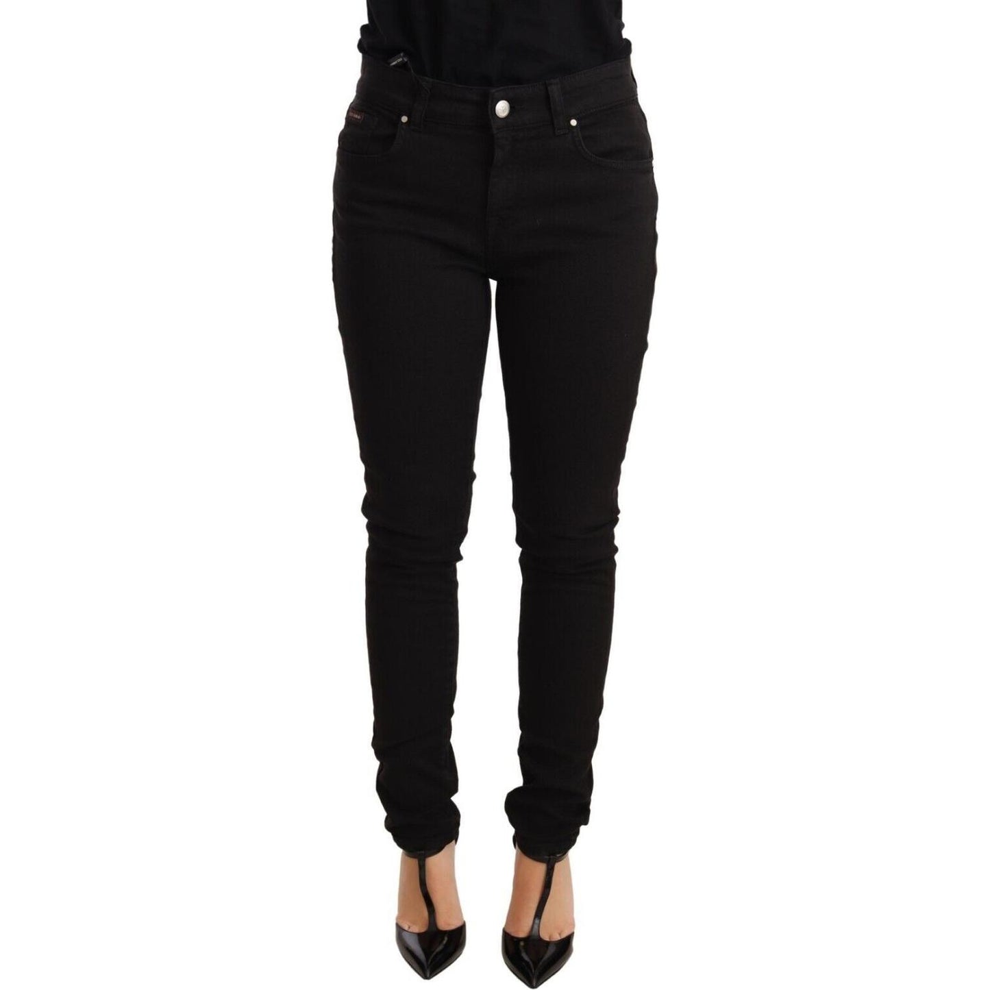 Elegant Slim-Fit Mid Waist Skinny Jeans