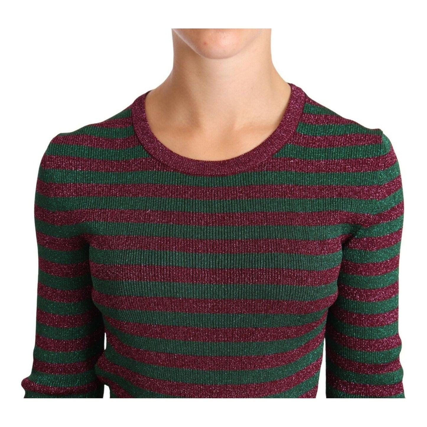 Dolce & Gabbana Multicolor Striped Crew Neck Pullover Sweater WOMAN SWEATERS