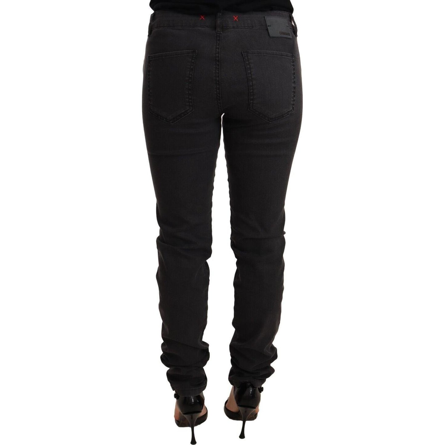 Chic Mid Waist Skinny Black Denim