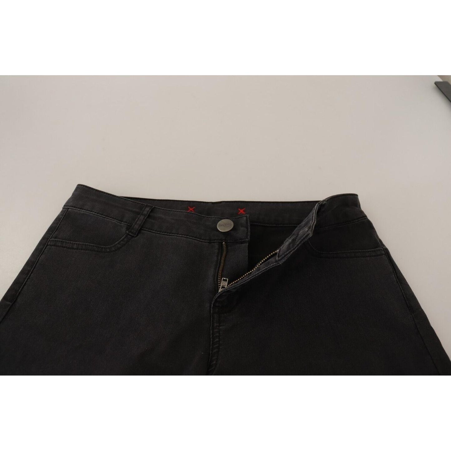 Chic Mid Waist Skinny Black Denim