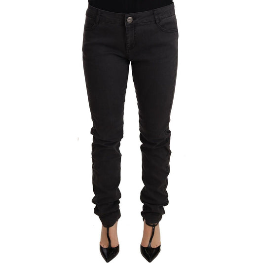 Chic Mid Waist Skinny Black Denim