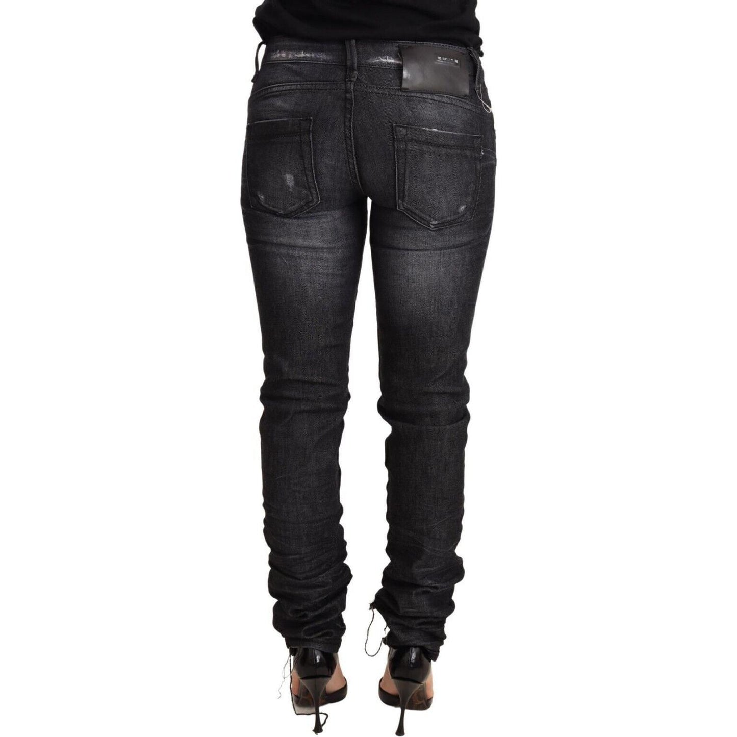 Elegant Low Waist Skinny Black Denim