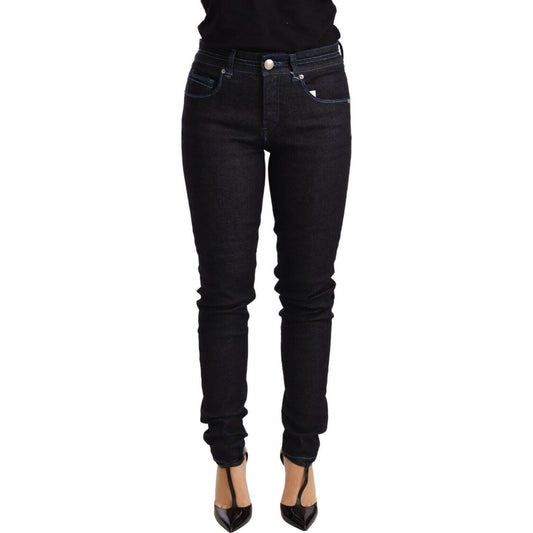 Acht Blue Cotton Low Waist Slim Fit Denim Women Trouser Jeans Jeans & Pants
