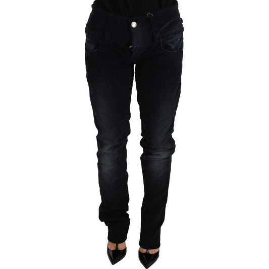 Elegant Dark Blue Slim-Fit Denim