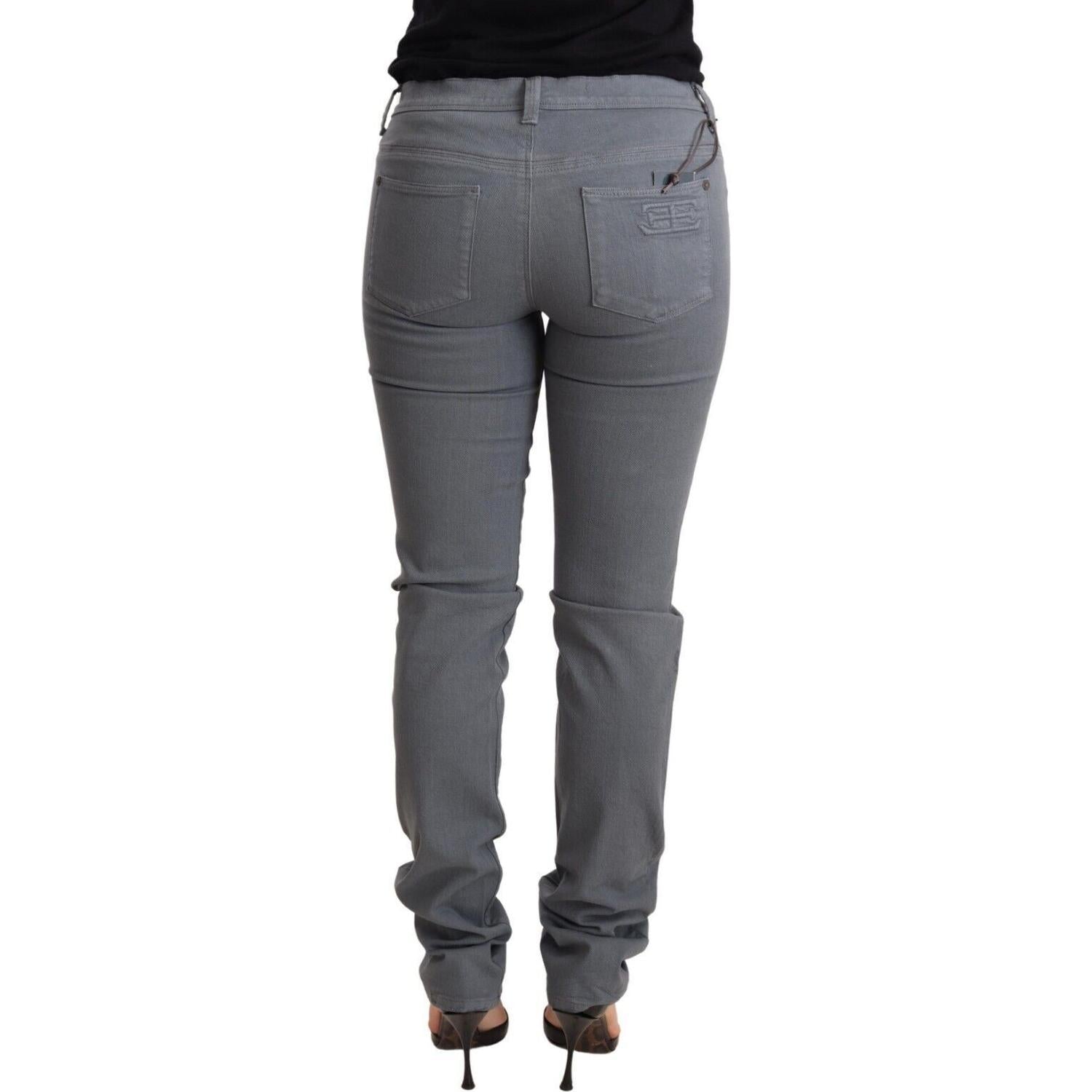 Ermanno Scervino Gray Low Waist Skinny Slim Trouser Cotton Jeans