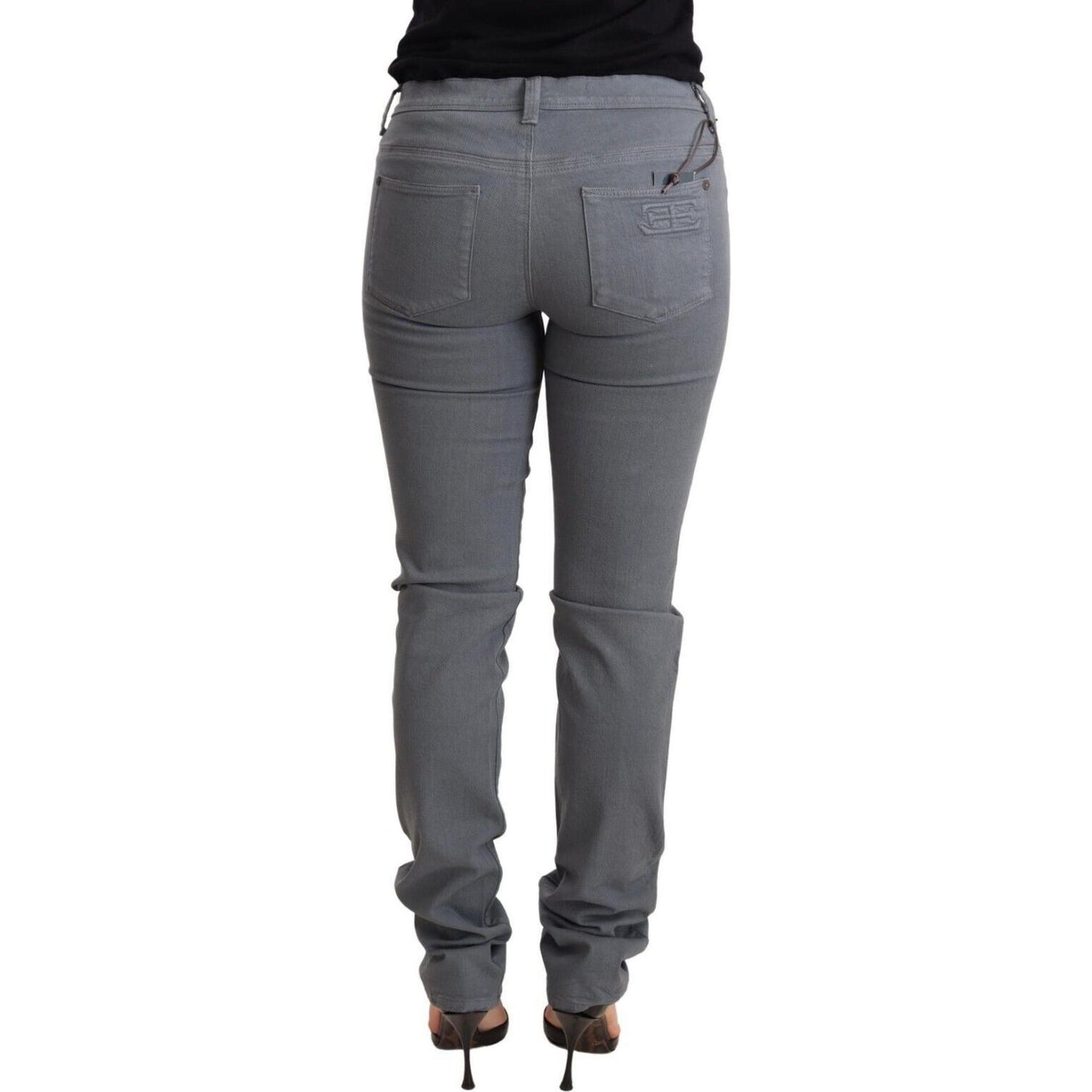 Sleek Gray Low Waist Skinny Jeans